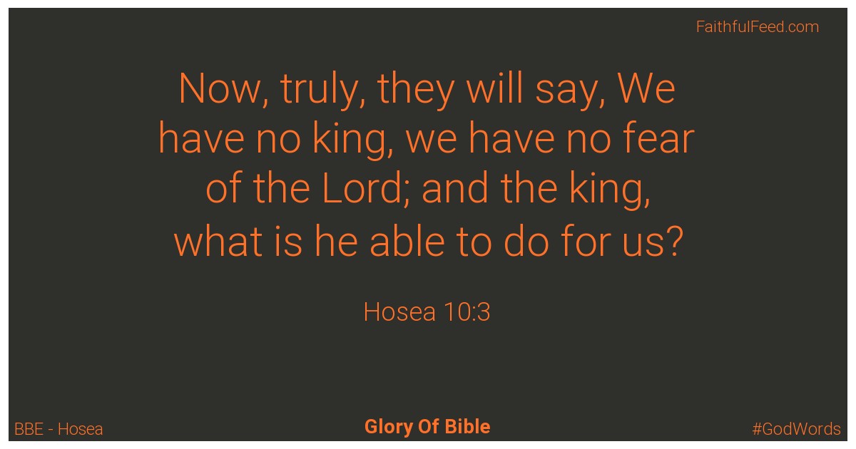 Hosea 10:3 - Bbe