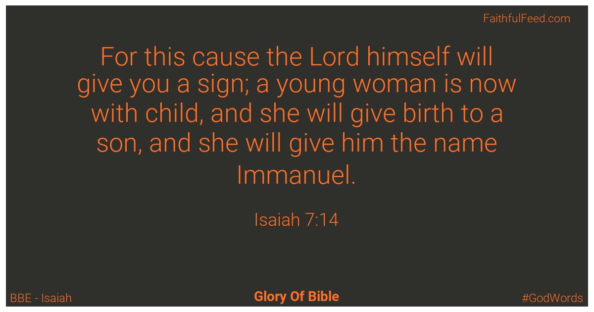 Isaiah 7:14 - Bbe