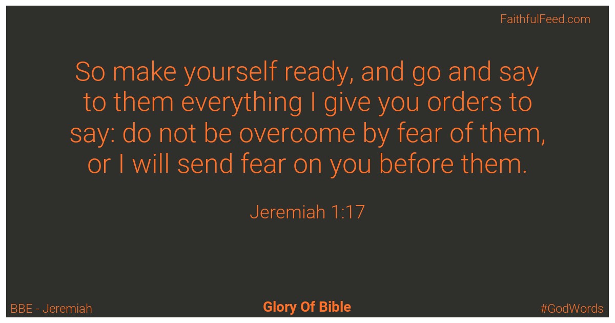 Jeremiah 1:17 - Bbe