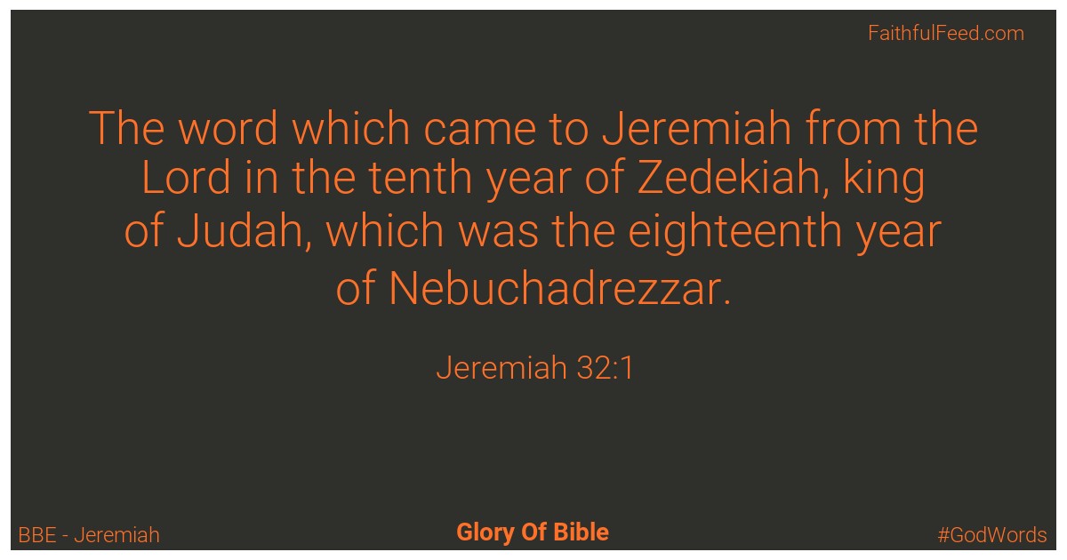 Jeremiah 32:1 - Bbe