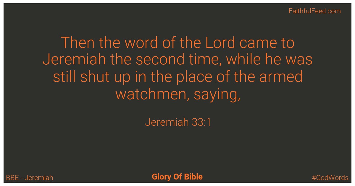 Jeremiah 33:1 - Bbe