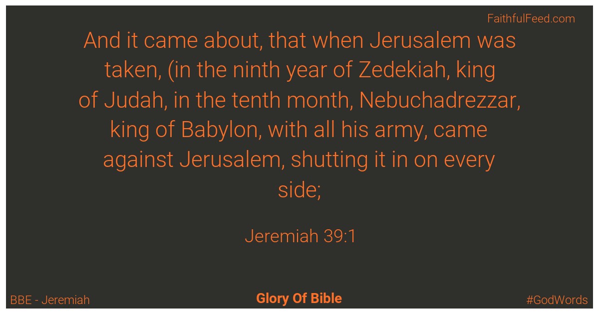 Jeremiah 39:1 - Bbe