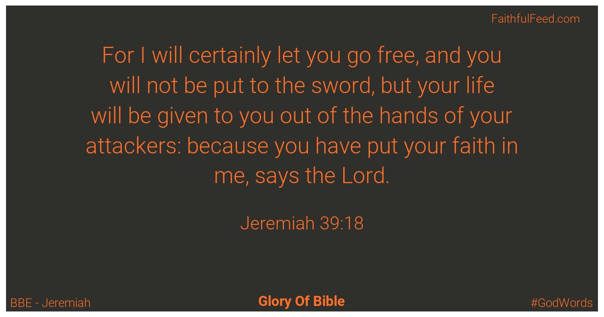 Jeremiah 39:18 - Bbe