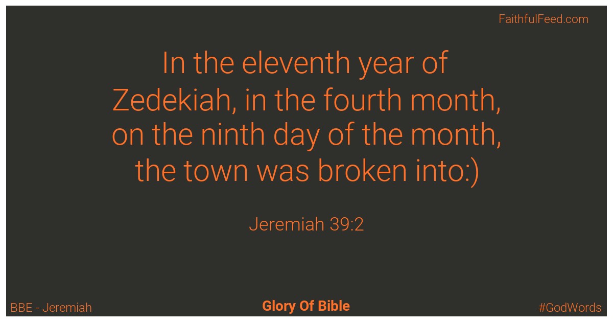 Jeremiah 39:2 - Bbe