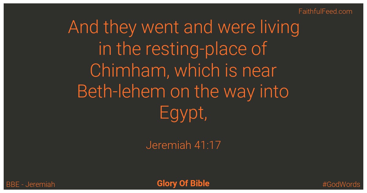 Jeremiah 41:17 - Bbe