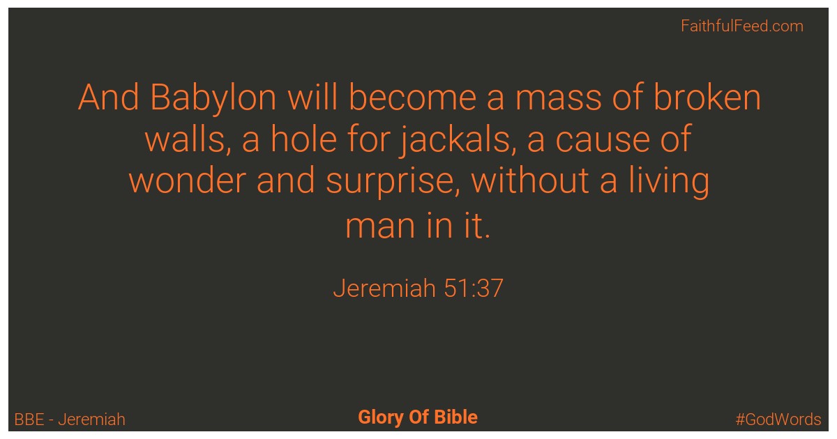 Jeremiah 51:37 - Bbe