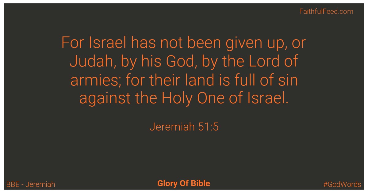 Jeremiah 51:5 - Bbe