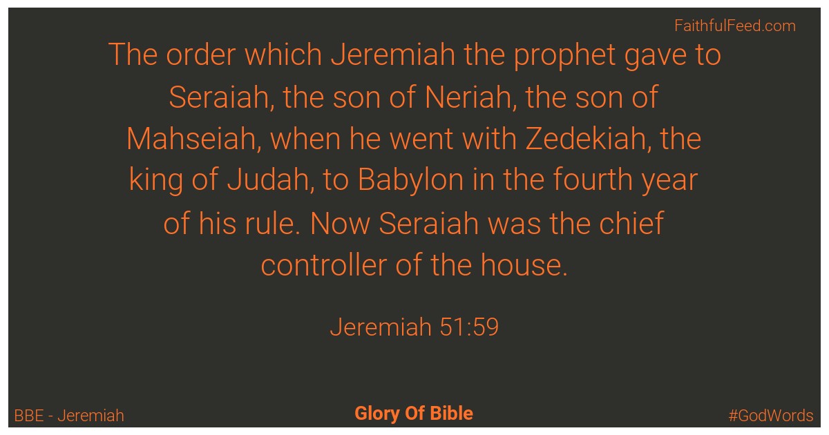 Jeremiah 51:59 - Bbe