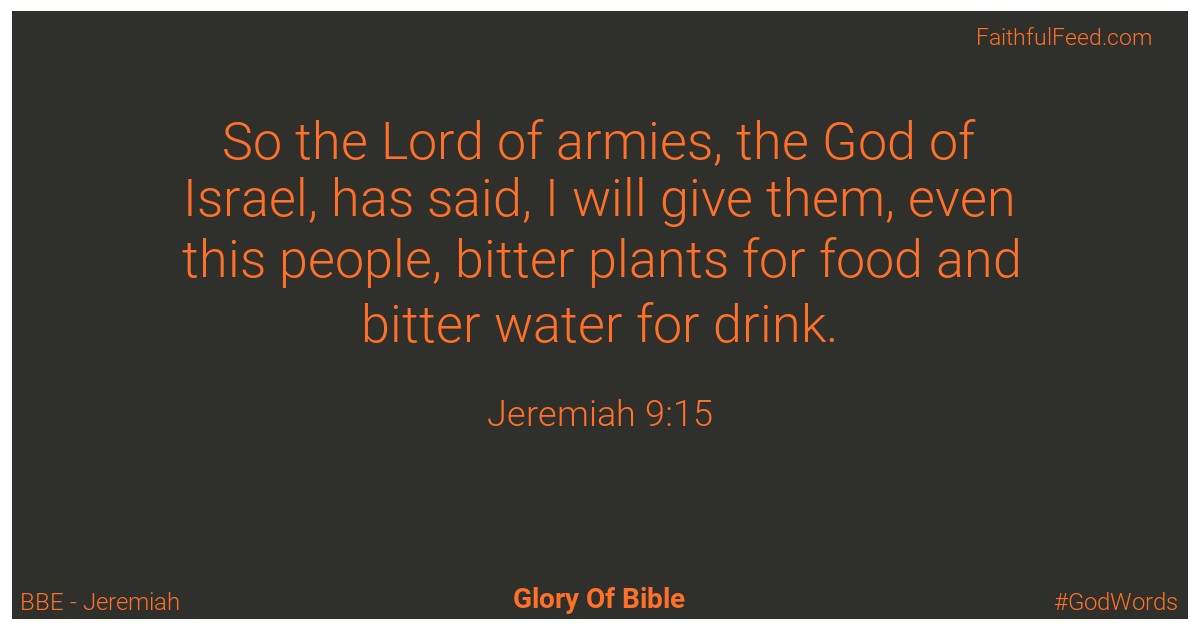 Jeremiah 9:15 - Bbe