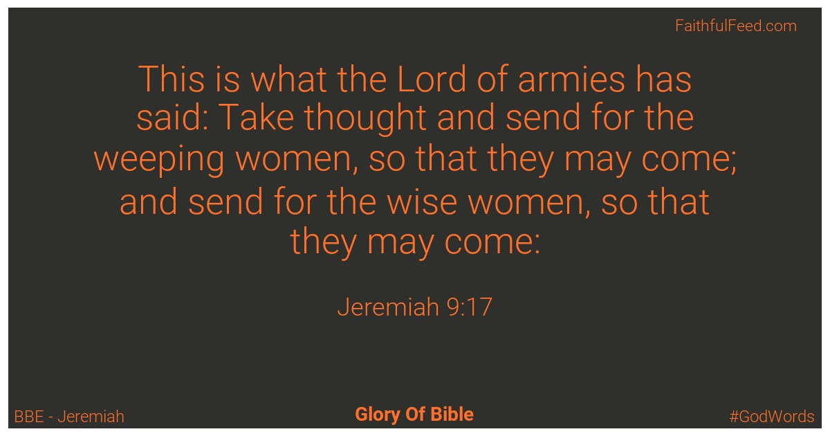 Jeremiah 9:17 - Bbe