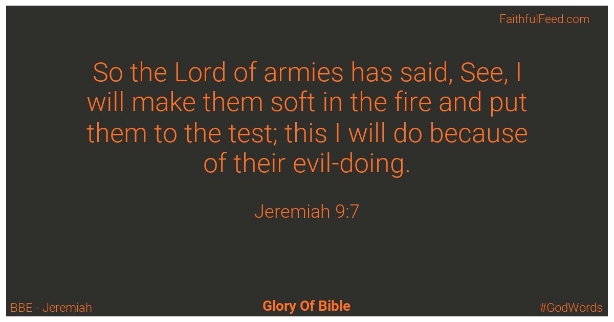 Jeremiah 9:7 - Bbe