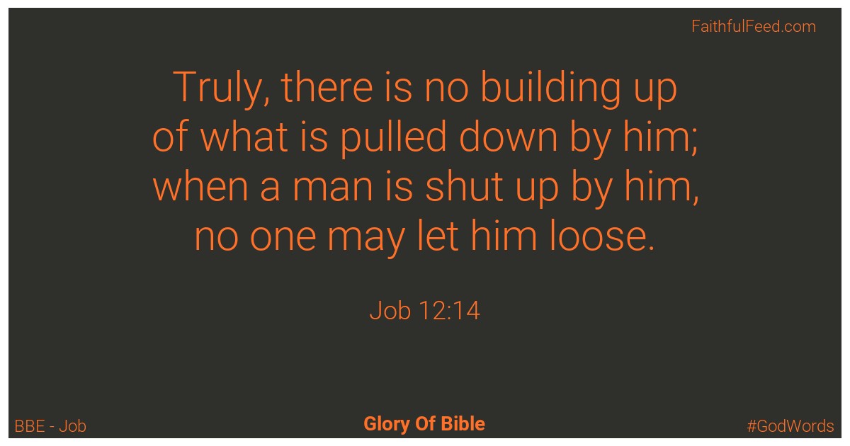 Job 12:14 - Bbe