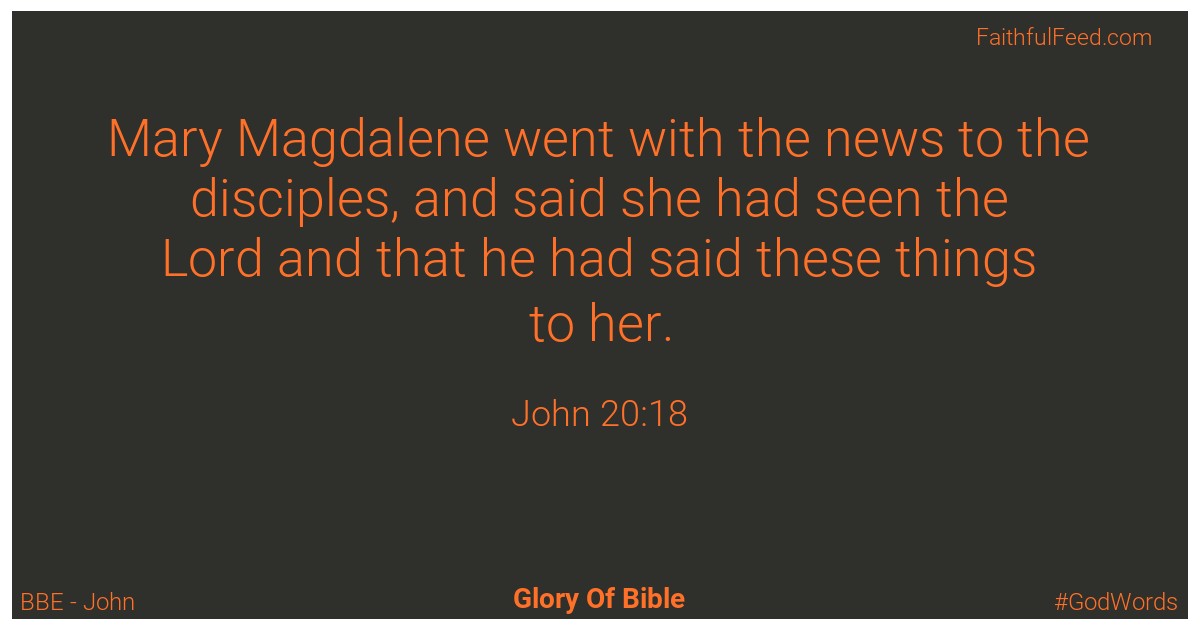 John 20:18 - Bbe