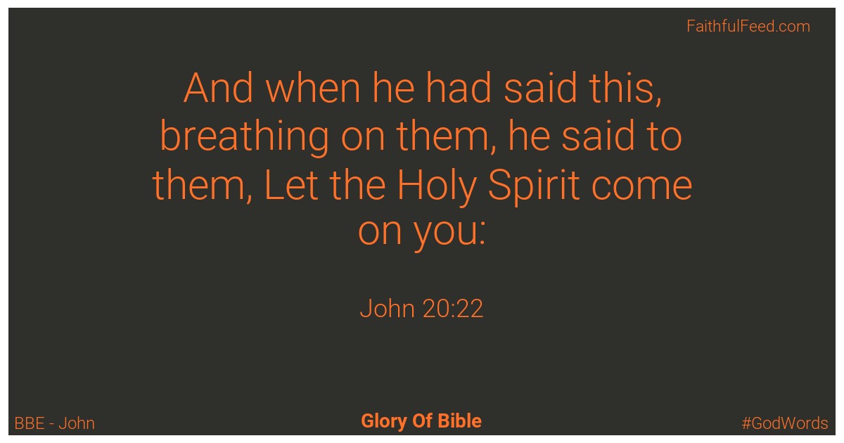 John 20:22 - Bbe