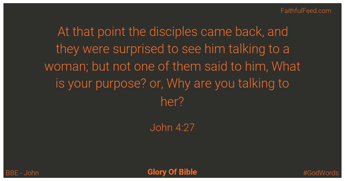 John 4:27 - Bbe