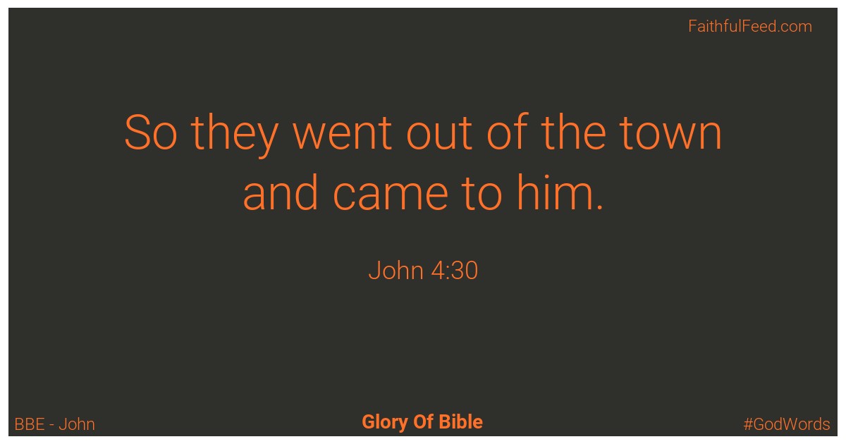 John 4:30 - Bbe