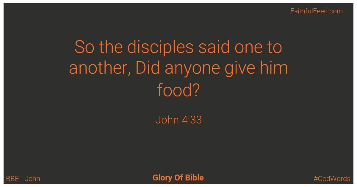John 4:33 - Bbe