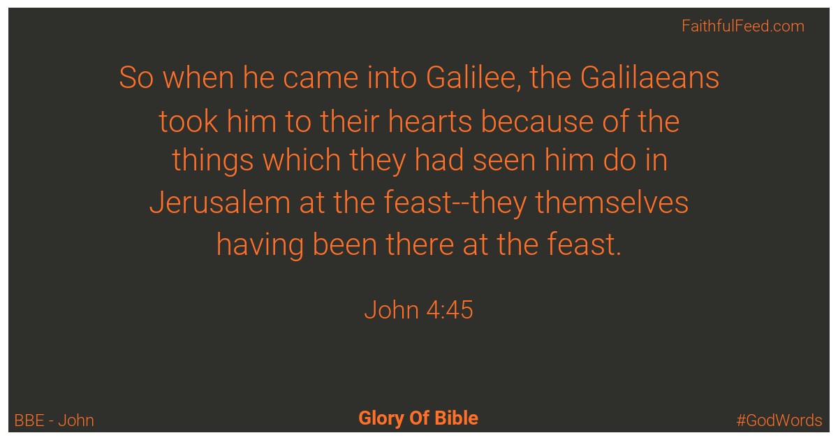 John 4:45 - Bbe