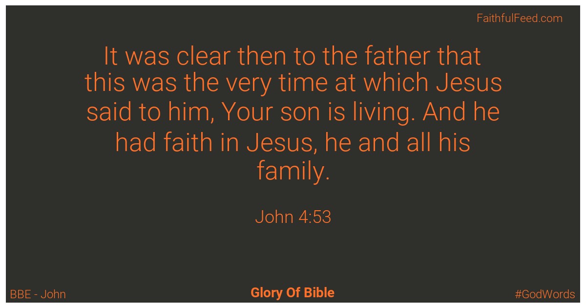 John 4:53 - Bbe