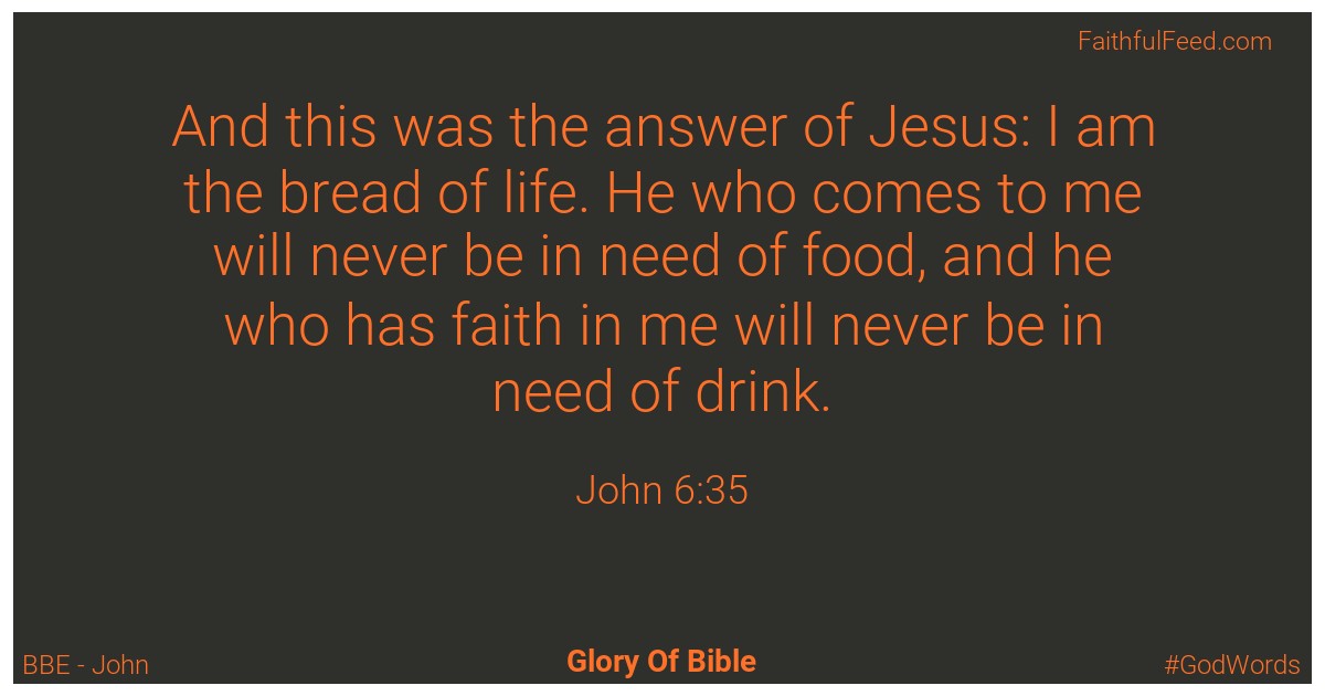 John 6:35 - Bbe