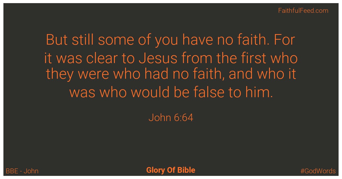 John 6:64 - Bbe