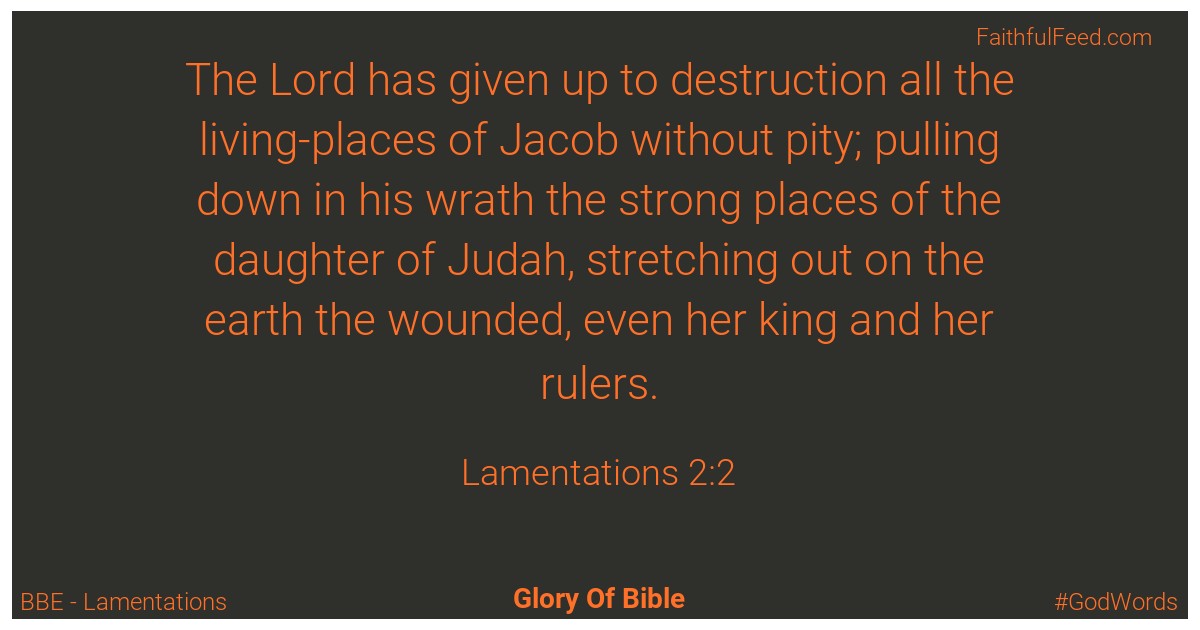 Lamentations 2:2 - Bbe