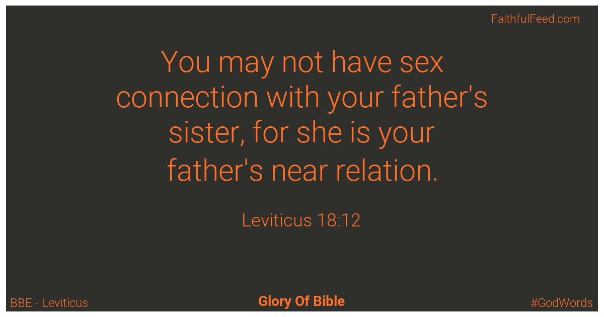 Leviticus 18:12 - Bbe