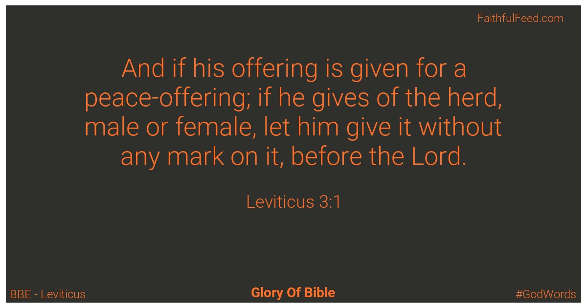 Leviticus 3:1 - Bbe