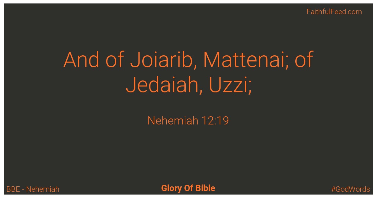Nehemiah 12:19 - Bbe