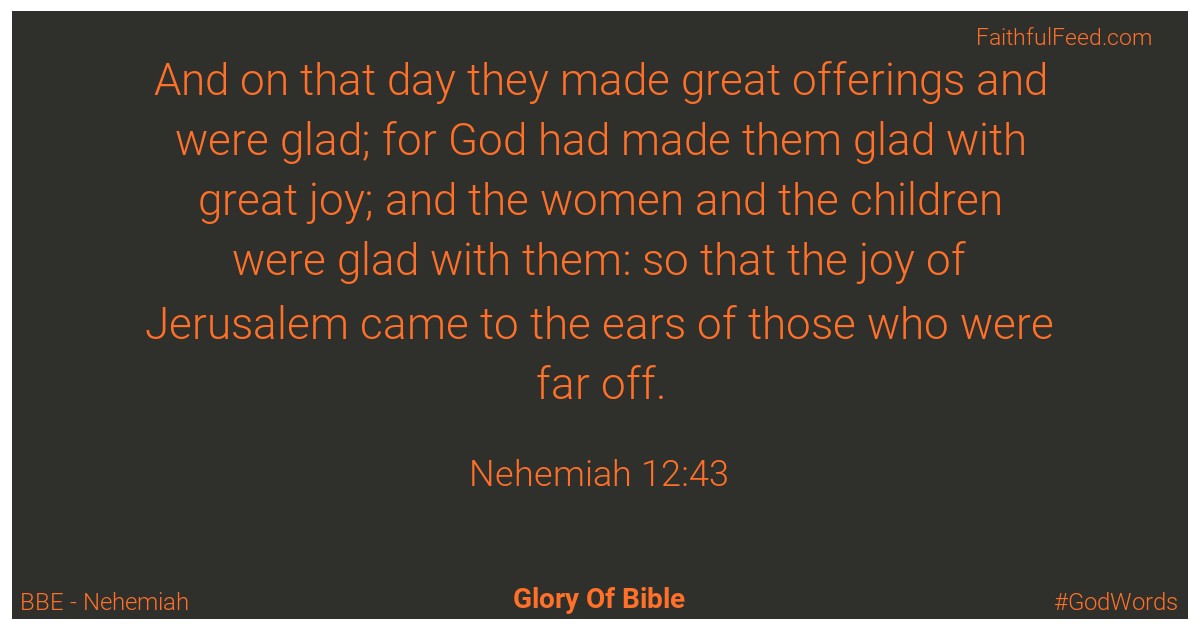 Nehemiah 12:43 - Bbe