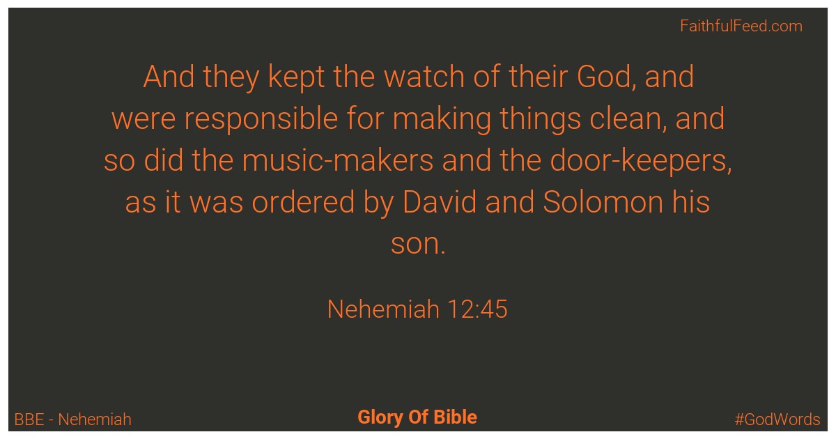 Nehemiah 12:45 - Bbe