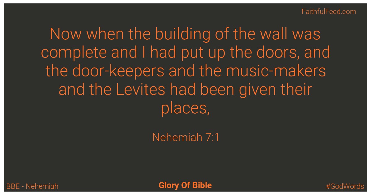 Nehemiah 7:1 - Bbe