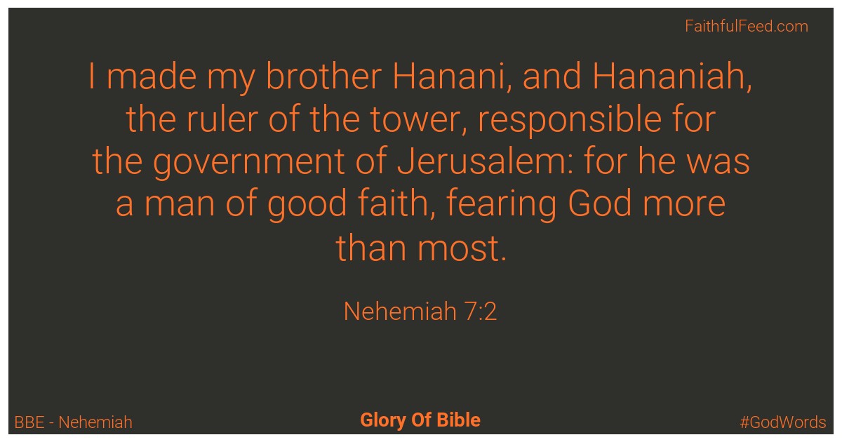 Nehemiah 7:2 - Bbe