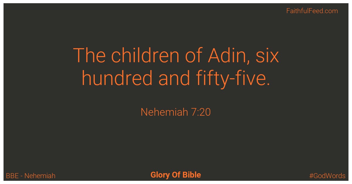 Nehemiah 7:20 - Bbe