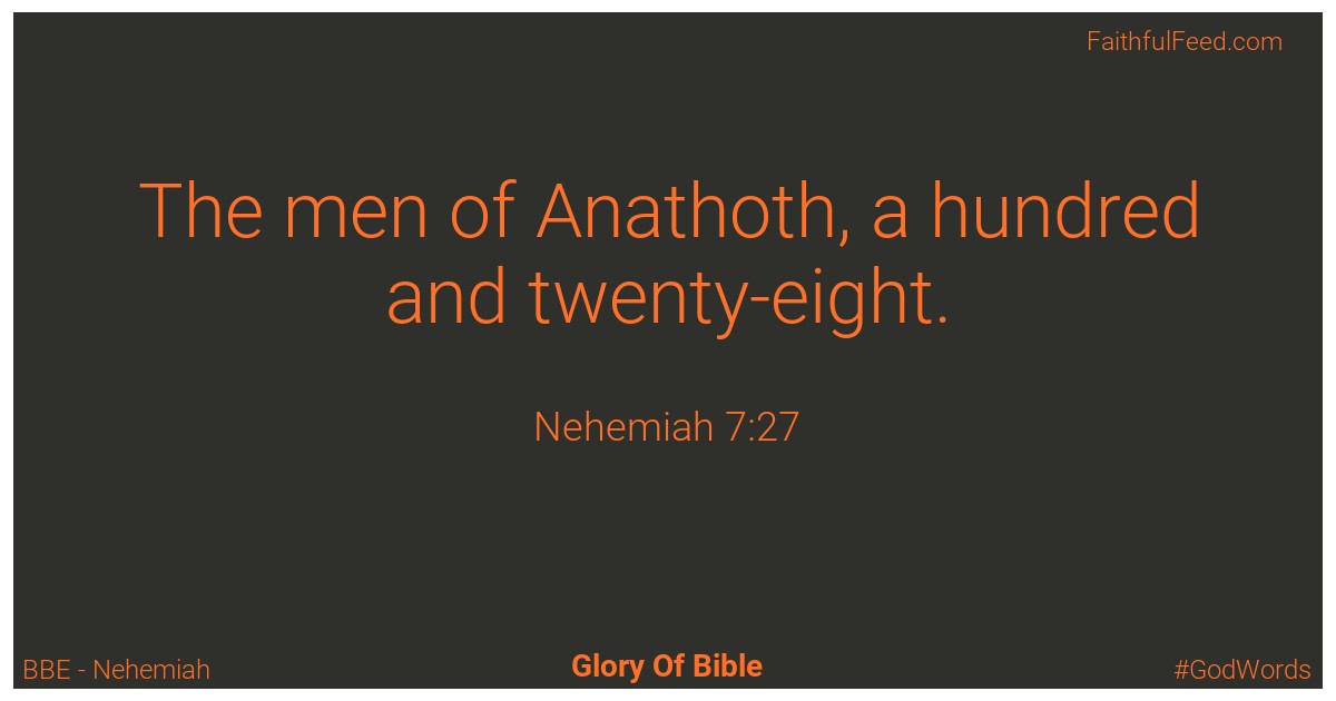 Nehemiah 7:27 - Bbe