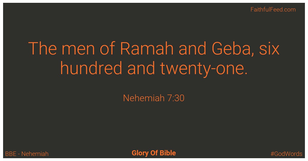 Nehemiah 7:30 - Bbe