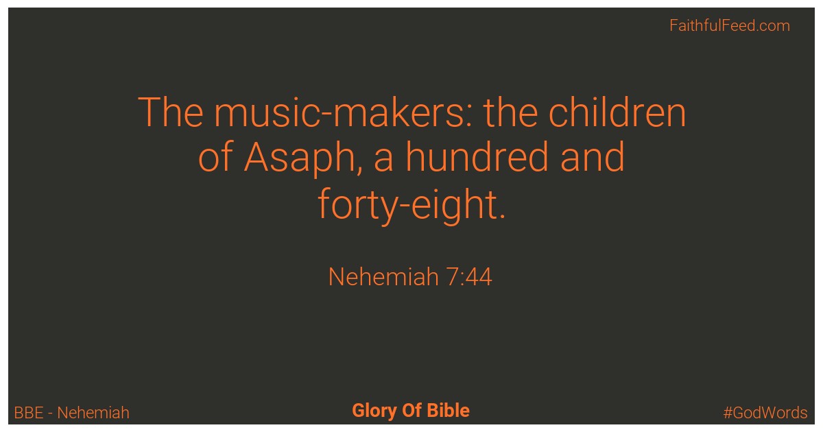 Nehemiah 7:44 - Bbe