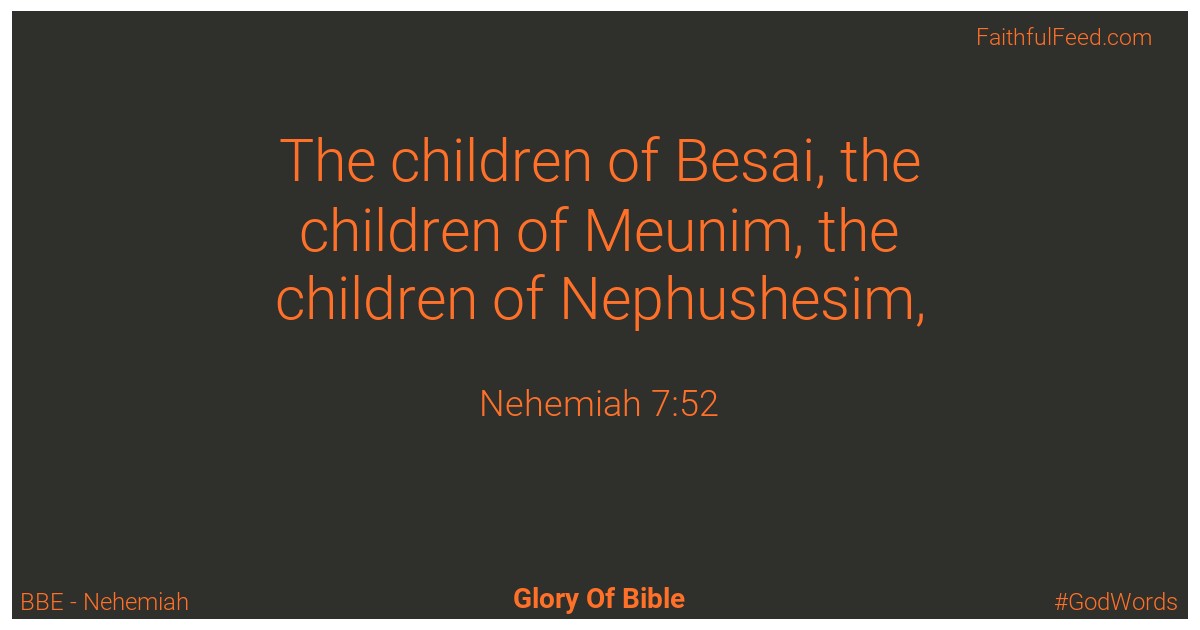 Nehemiah 7:52 - Bbe