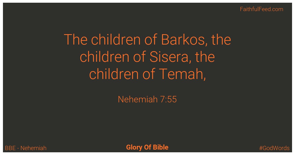 Nehemiah 7:55 - Bbe