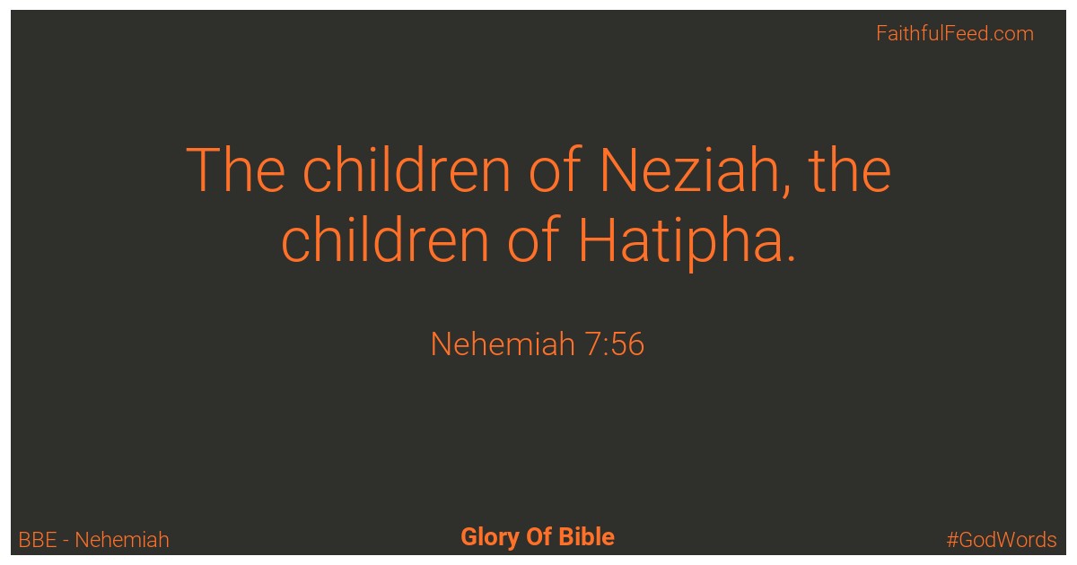 Nehemiah 7:56 - Bbe