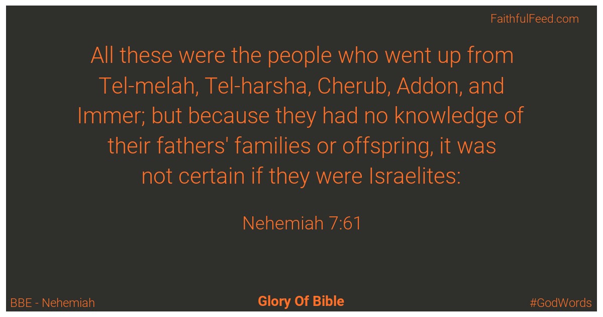 Nehemiah 7:61 - Bbe