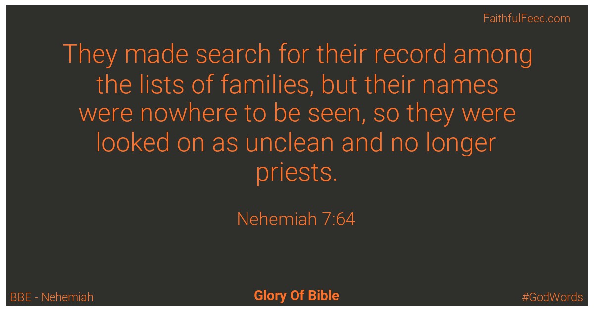 Nehemiah 7:64 - Bbe