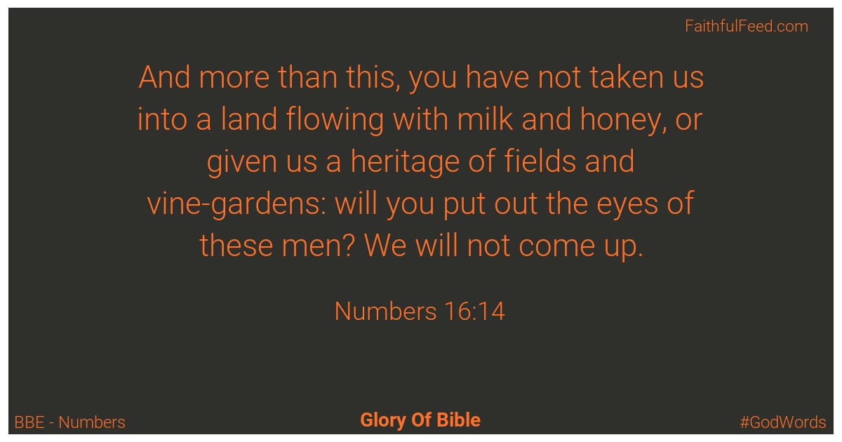 Numbers 16:14 - Bbe