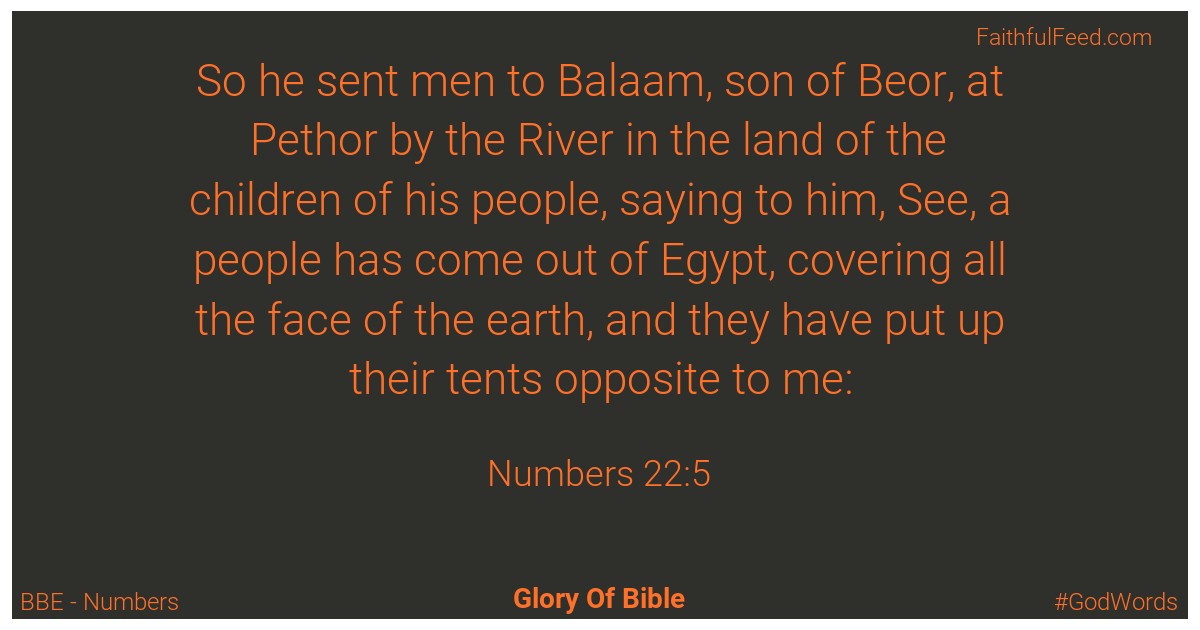 Numbers 22:5 - Bbe