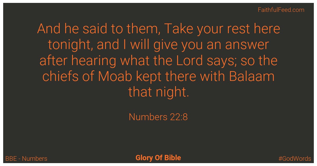 Numbers 22:8 - Bbe