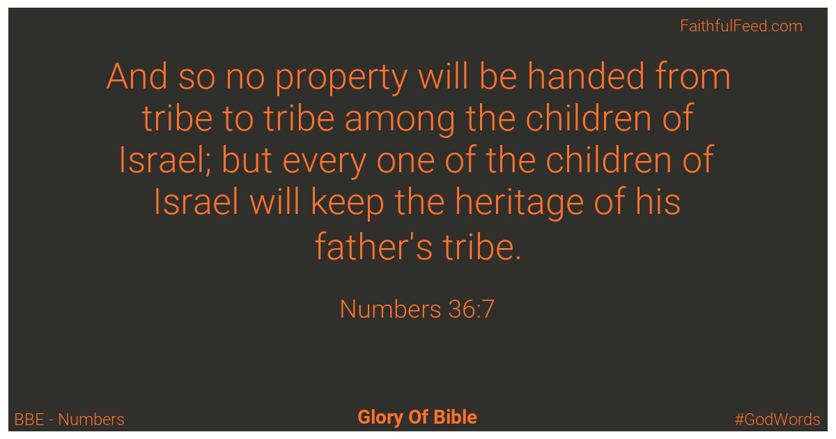 Numbers 36:7 - Bbe