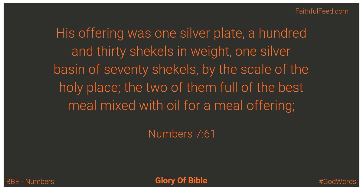 Numbers 7:61 - Bbe