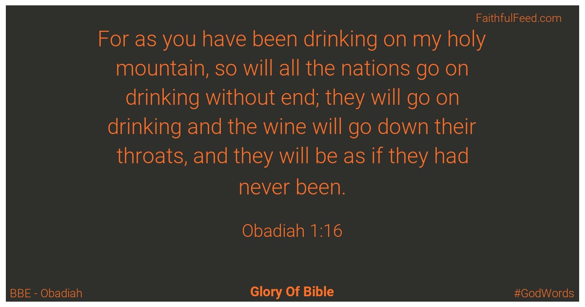 Obadiah 1:16 - Bbe