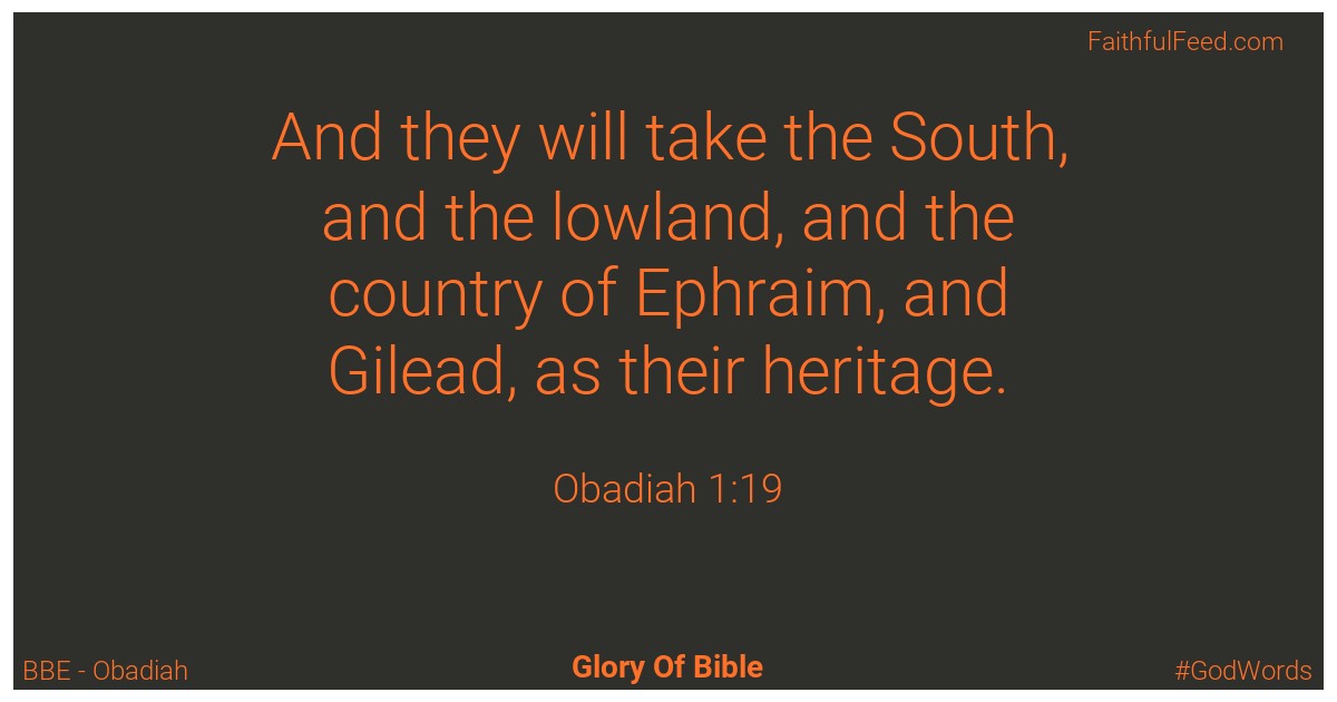 Obadiah 1:19 - Bbe