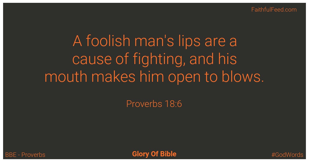 Proverbs 18:6 - Bbe